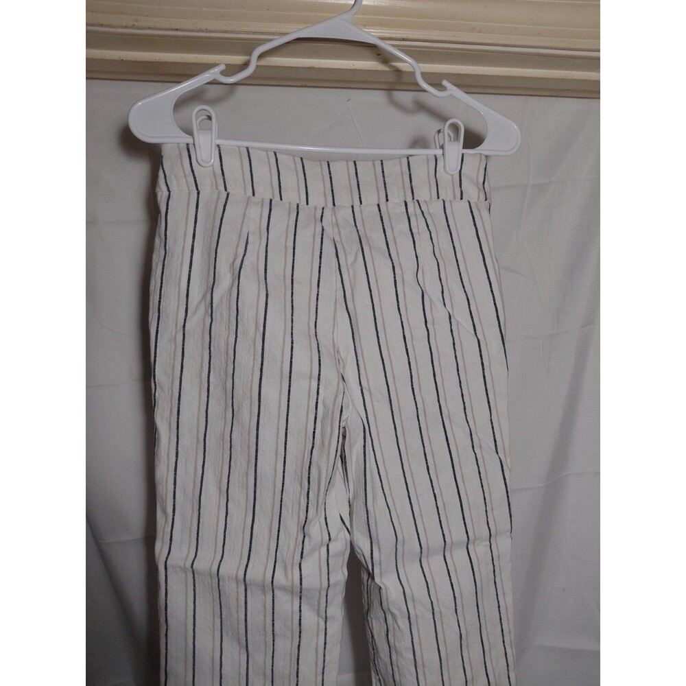 Kate Park Women's Size 10P Off White Pants Striped Stretch - Picture 4 of 5